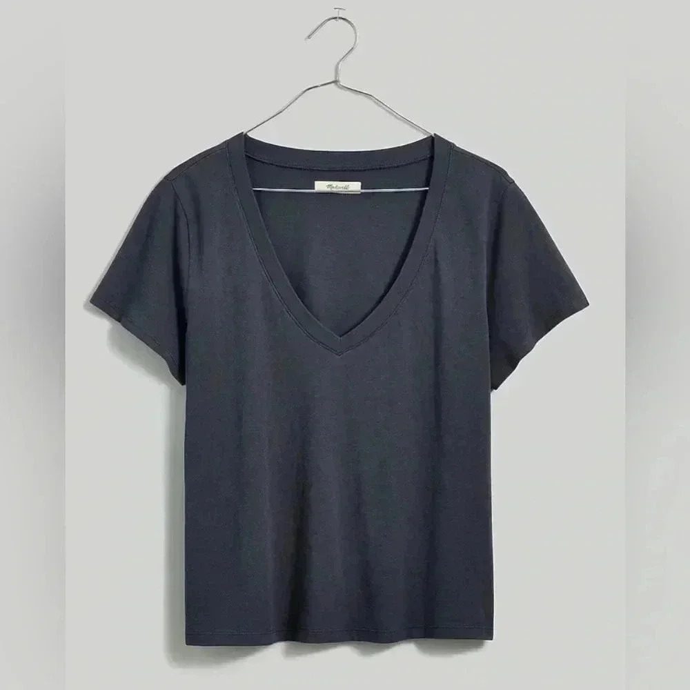 Madewell Softfaded Cotton Blue Crop Tee NWT Medium - Picture 2 of 6